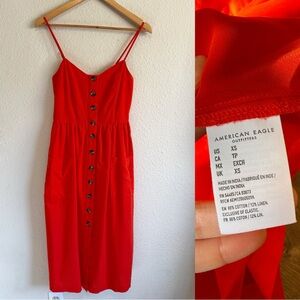 American Eagle Outfitters Bright Red Midi Dress-size XS